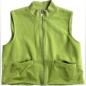 Liz Claiborne Bright green zipper spring vest with pockets